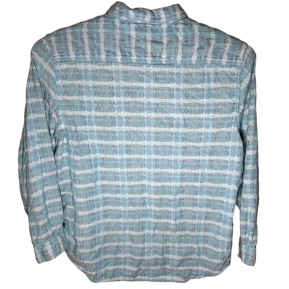 Carbon2Cobalt Mens XL Sea Change Chambray Shirt Blue 100% Cotton Plaid Soft